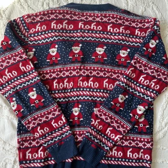 Festive Knit Ho Ho Ho Santa Button-Up Cardigan Sweater Size X Large - Picture 7 of 8